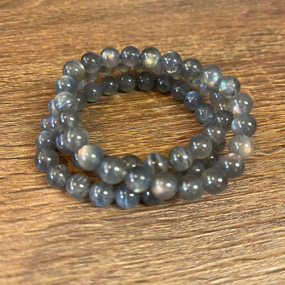 Labradorite high quality super flashy stretch beaded bracelet ONE new handmade